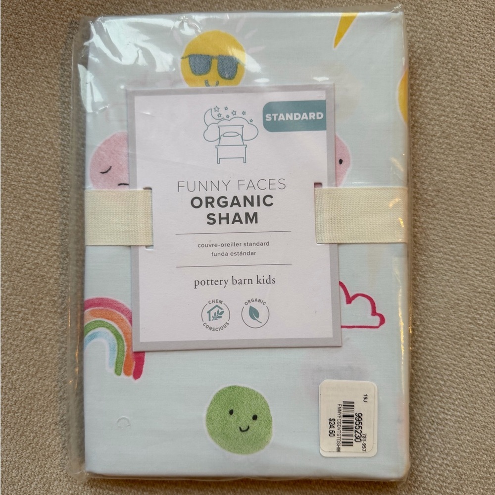 Pottery Barn Kids Organic Smiley Face Sham - Standard Size